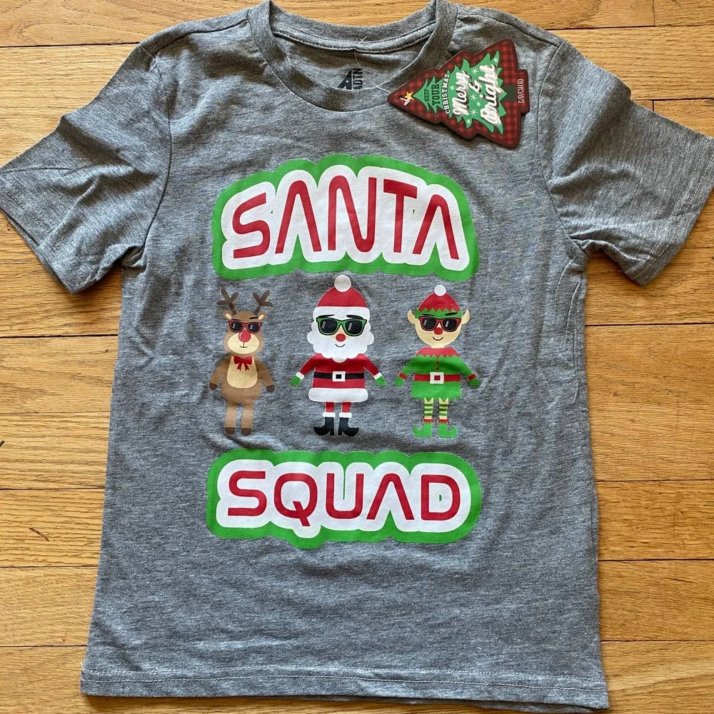 NWT American Dream Team Network ADTN Kids Santa Squad Cotton Blend Shirt (8)
